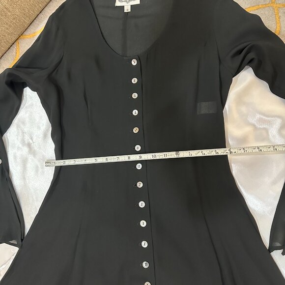 Vintage Mevisto Black Sheer Long Sleeve Dress, Size 8 - Picture 12 of 16